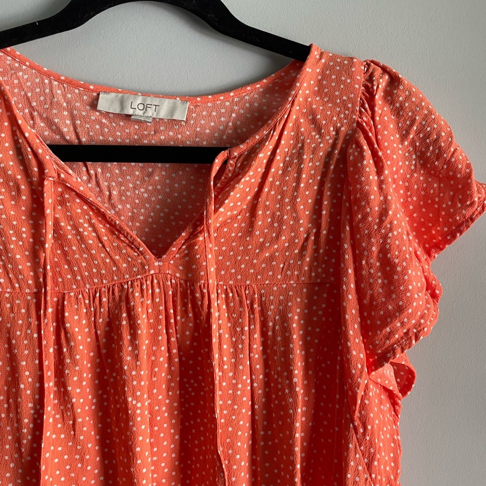 Loft Ruffle Tie Neck Blouse